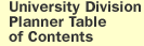 University Division Planner Table of Contents