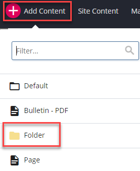 add content and new folder