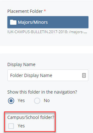 checkbox for folder for campus or school