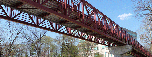 IU South Bend bridge to campus